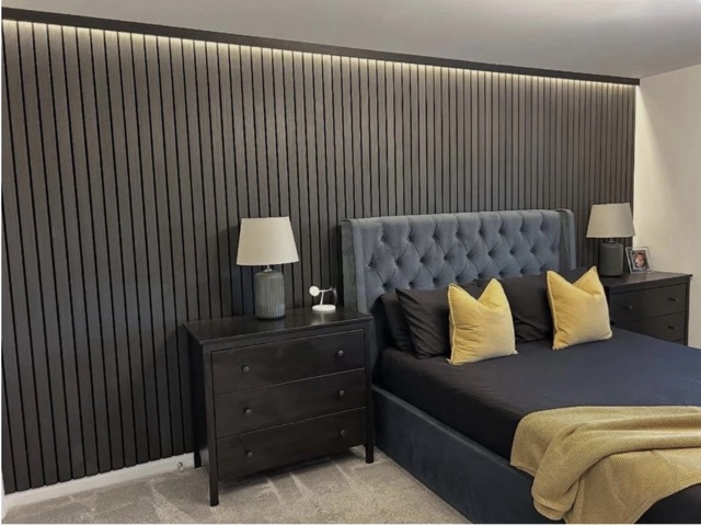 acoustic wall in bedroom in property in edinburgh. acoustic wall expertly installed in edinburgh by urenovations